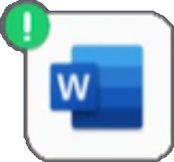 A blue square with white letters and a green sign

Description automatically generated